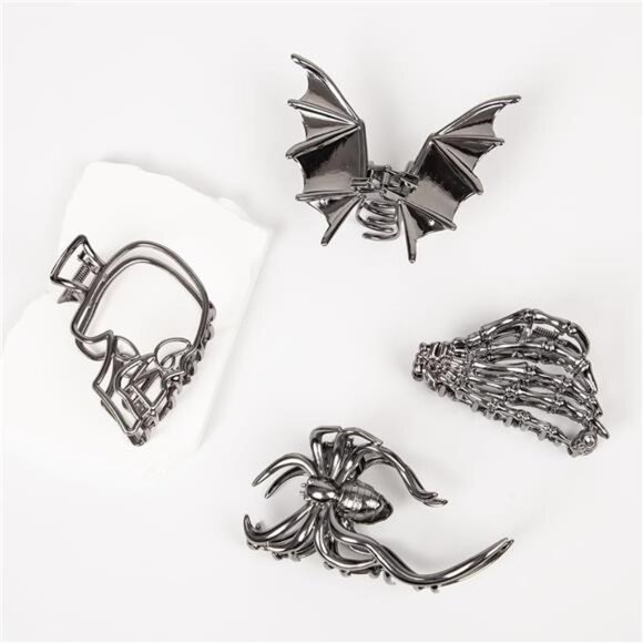 4 Pack Halloween Bat Hair Clips for Women, Goth Hair Accessories, Metal Spooky - Picture 6 of 8